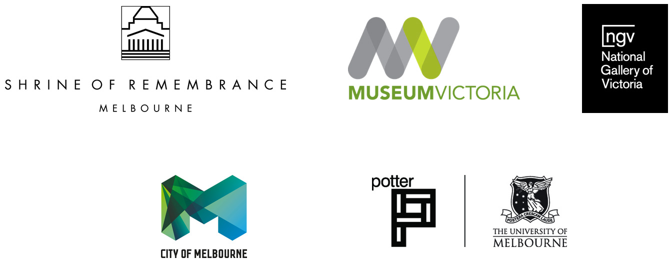 Partner logos: Shine of Remembrance, Museum Victoria, National Gallery of Victoria, City of Melbourne, Ian Potter Museum of Art