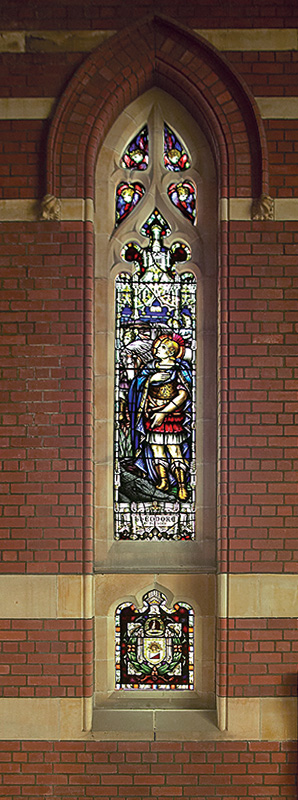 The stained glass window in the Trinity Chapel dates from 1917. It includes a memorial to the College's fallen in the Great War